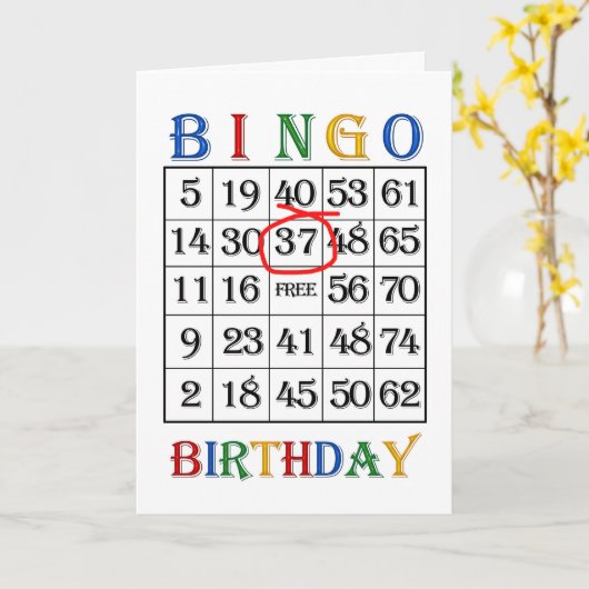 37e anniversaire Carte de Bingo (Fleur jaune)