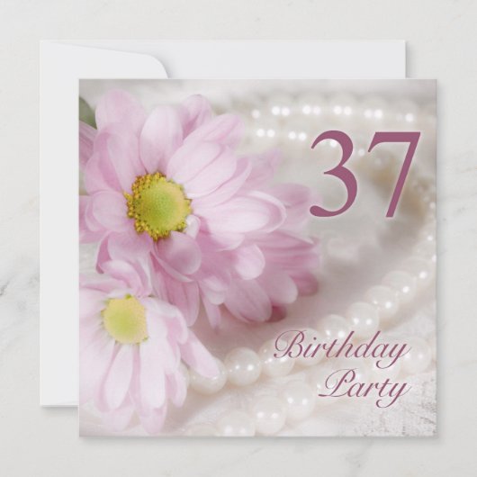 37e Birthday Invitation with daisies (Devant)