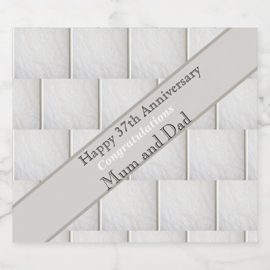 37e bruiloft Jubileum Alabaster, bewerkbaar Sparkling Wijnetiket (Enkel label)