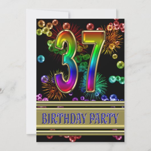 37e fête d'anniversaire Invitation avec bulles (Devant)