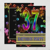 37e fête d'anniversaire Invitation avec bulles (Devant / Derrière)