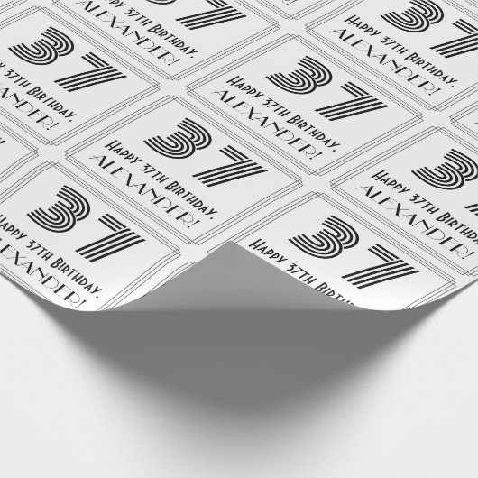 37e verjaardag: Art Deco Geïnspireerde stijl "37" Cadeaupapier (Hoek)