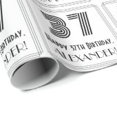 37e verjaardag: Art Deco Geïnspireerde stijl "37" Cadeaupapier (Rol Hoek)