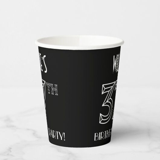 37e verjaardag: Art Deco Style + aangepaste naam Papieren Bekers (Links)