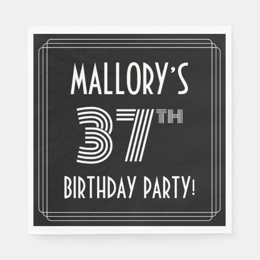 37e verjaardag: Art Deco Style + aangepaste naam Servet (Voorkant)
