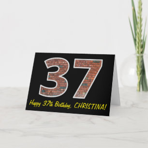 37e verjaardag - Brick Wall patroon "37" met naam Kaart