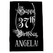 37e verjaardag: Fancy, elegant script + aangepaste Medium Cadeauzakje (Voorkant)