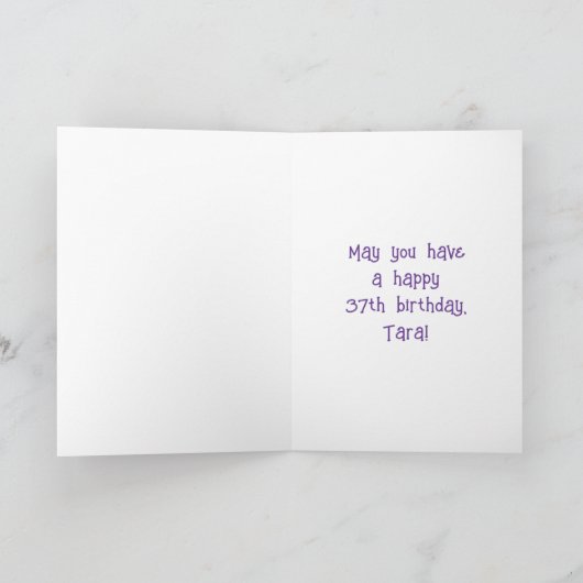 37e verjaardag: Floral Flowers Number, Custom Name Kaart (Binnen)