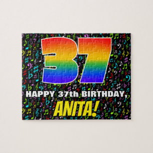 37e verjaardag — Fun, Colorful Music Symbols & "37 Legpuzzel