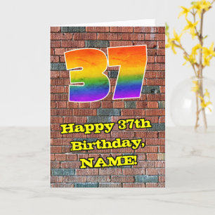37e verjaardag: Fun Graffiti-geïnspireerde regenbo Kaart