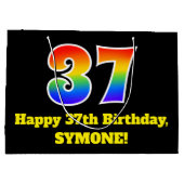 37e verjaardag ~ Leuk, Kleurrijk, Levendig, Regenb Groot Cadeauzakje (Achterkant)