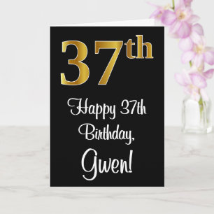 37e verjaardag ~ Luxurieuze Faux Gold-look # Kaart