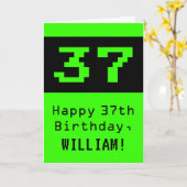 37e verjaardag: Nerdy / Geeky Style "37" en naam Kaart (Gele Bloem)