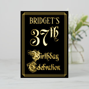 37e verjaardag Partij — Fancy Manuscript & de Naam Folie Uitnodiging