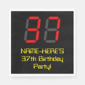 37e verjaardag: Red Digital Clock Style "37" + naa Servet (Voorkant)
