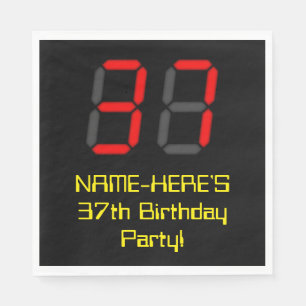 37e verjaardag: Red Digital Clock Style "37" + naa Servet
