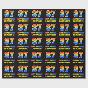 37e verjaardag: Vet, Vun, eenvoudig, regenboog 37 Cadeaupapier