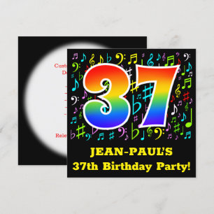 37e verjaardagsfeest: leuke muzieksymbolen, regenb kaart