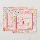 37e verjaardagsfeestje scrapbooking stijl kaart (Voorkant / Achterkant)