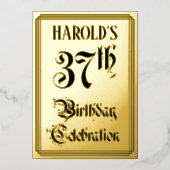 37th Birthday Party — Elegant Script + aangepaste  Folie Uitnodiging (Voorkant)