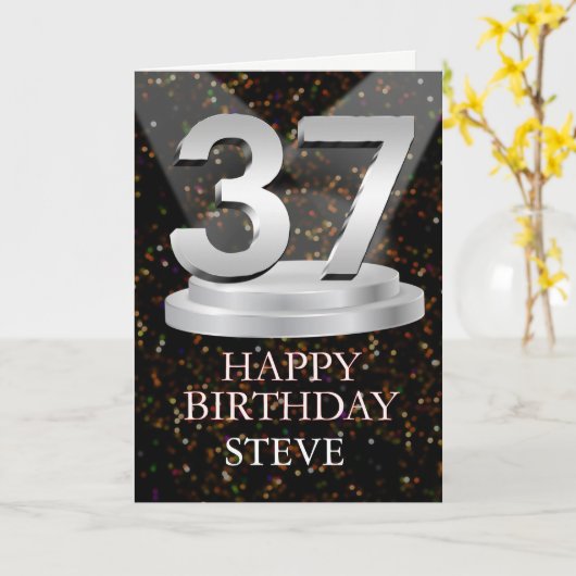 37th Birthday Spotlights Ajouter une carte de nom (Fleur jaune)