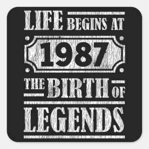38 jaar oud 1987 Geboorte van de legende 38e verja Vierkante Sticker