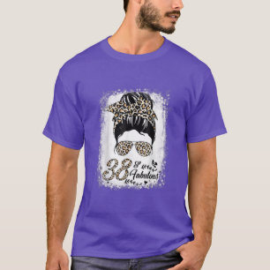 38 jaar oude Fabulous Messy Bun Leopard 38th Birth T-shirt