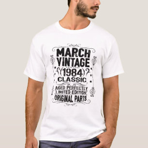 38 maart 1984 Pisces Aries Zodiac Vinta T-shirt