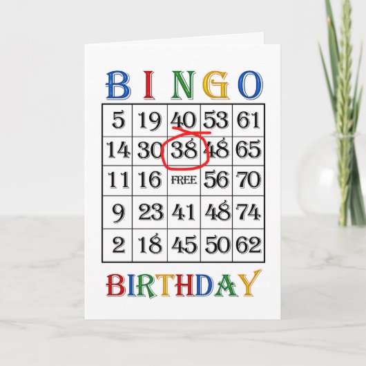 38e anniversaire Carte de Bingo (Devant)