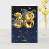 38e Anniversaire Gold Mylar Balloon et carte Confe (Fleur jaune)