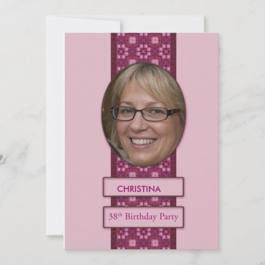 38e anniversaire Invitation de fête Photo et nom (Devant)