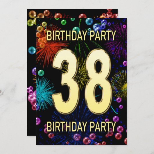 38e anniversaire Invitation fête feux d'artifice (Devant / Derrière)