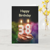 38e carte d'anniversaire avec bougies (Fleur jaune)