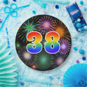 38e Evenement - Leuk, Kleurrijk, Vet, Regenboog 38 Papieren Bordje (Feest)