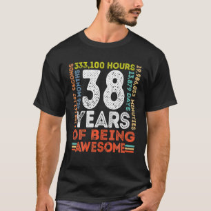 38e Geweldige geboortedag 38 jaar oude retro T-shirt