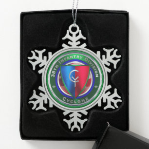 38e infanteriedivisie tin sneeuwvlok ornament