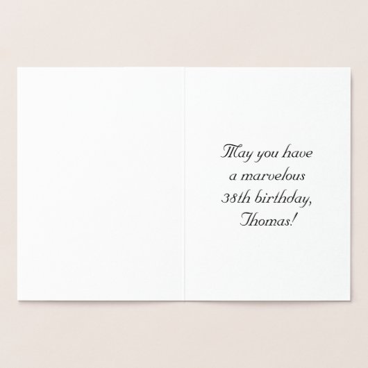 38e verjaardag: Elegant, Manuscript; de Naam van Folie Kaarten (Binnen)