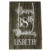 38e verjaardag: Fancy, Faux Wood Kijk + Aangepaste Medium Cadeauzakje (Achterkant)