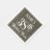 38e verjaardag — Fancy script, Faux Wood Kijk Servet (Hoek)