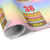 38e verjaardag: Fun Cake and Candles + Custom Name Cadeaupapier (Rol Hoek)