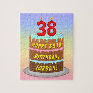 38e verjaardag: Fun Cake and Candles + Custom Name Legpuzzel