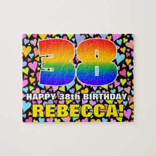 38e verjaardag — Fun, liefhebbende hartvormen + "3 Legpuzzel