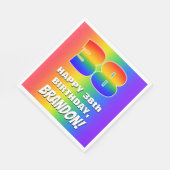 38e verjaardag: kleurrijk, vun regenboogpatroon # servet (Hoek)