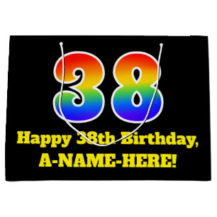 38e verjaardag ~ Leuk, Kleurrijk, Levendig, Regenb Groot Cadeauzakje