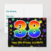 38e verjaardag: Leuke sterrenprint, Regenboog 38,  Briefkaart (Voorkant / Achterkant)