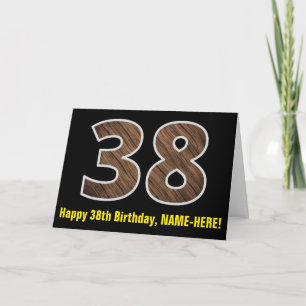 38e verjaardag: Naam + Faux Wood Grain Patroon "38 Kaart