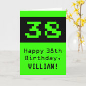 38e verjaardag: Nerdy / Geeky stijl "38" en naam Kaart (Gele Bloem)