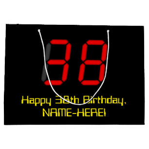 38e verjaardag: Red Digital Clock Style "38" + naa Groot Cadeauzakje