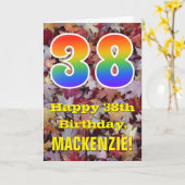 38e verjaardag; rustieke herfstbladeren; regenboog kaart (Gele Bloem)