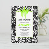 38e verjaardag uitnodiging Hiphop Graffiti Crown (Staand voorkant)